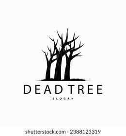 Dry Tree Logo, Dead Tree Plant Design Vector Silhouette Illustration Template