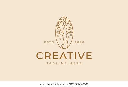 Dry tree Logo Design Template. Vector Illustration of Dry wood line . Vintage Modern Logo Line Art Design Template