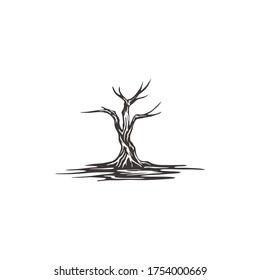 dry tree logo on the sea