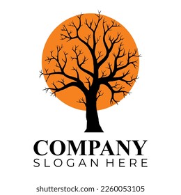 silueta de logotipo de árbol seco, perfecta para su empresa