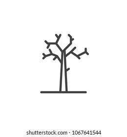 Dry tree outline icon. linear style sign for mobile concept and web design. dead tree simple line vector icon. Symbol, logo illustration. Pixel perfect vector graphics