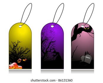 Trockenbaum, Kürbis und Grabstein-Konzept-Set mit halloween-Tag