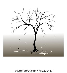dry tree silhouette and branches isolated 8 EPS