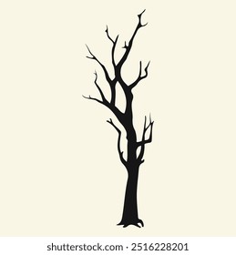 Dry tree silhouette vector illustration, dead tree