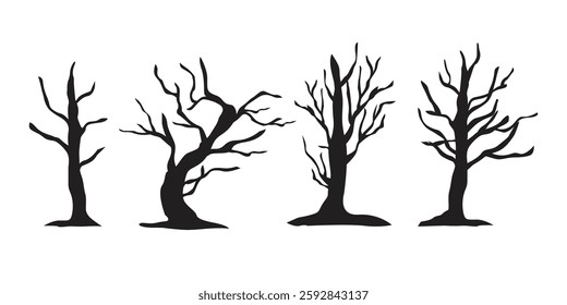 Dry tree silhouette vector illustration