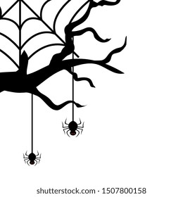 dry tree with spiders isolated icon