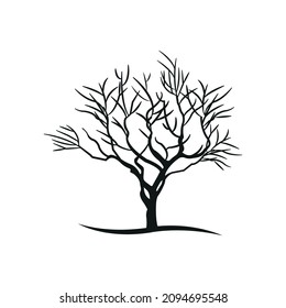 Ilustración vectorial de árbol seco aislada en fondo blanco