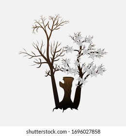 Dry tree vector illustration
Illustration of dry tree stump in white background