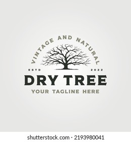 dry tree vintage logo vector symbol illustration design, vintage tree logo design