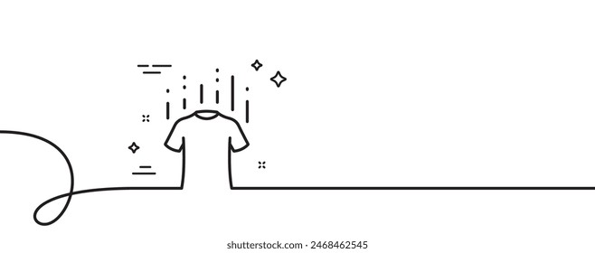 Dry t-shirt line icon. Continuous one line with curl. Laundry shirt sign. Clothing cleaner symbol. Dry t-shirt single outline ribbon. Loop curve pattern. Vector
