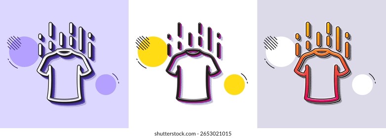 Dry t-shirt line icon. Halftone dotted pattern. Gradient icon with grain shadow. Laundry shirt sign. Clothing cleaner symbol. Line dry t-shirt icon. Various designs. Vector