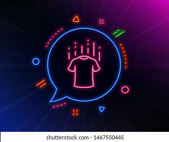 Dry T-shirt Line Icon. Neon Laser Lights. Laundry Shirt Sign. Clothing Cleaner Symbol. Glow Laser Speech Bubble. Neon Lights Chat Bubble. Banner Badge With Dry T-shirt Icon. Vector