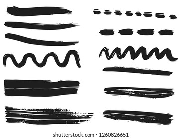 Dry vector brush strokes, hand drawn, isolated