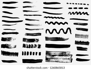 Dry vector brush strokes, hand drawn, isolated