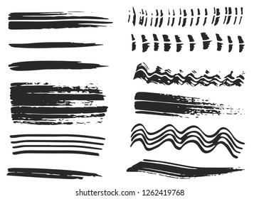 Dry vector brush strokes, hand drawn, isolated