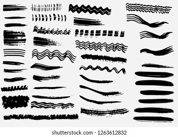 Dry vector brush strokes, hand drawn, isolated