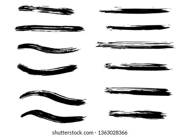 Dry vector brush strokes, hand drawn, isolated