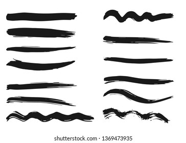Dry vector brush strokes, hand drawn, isolated
