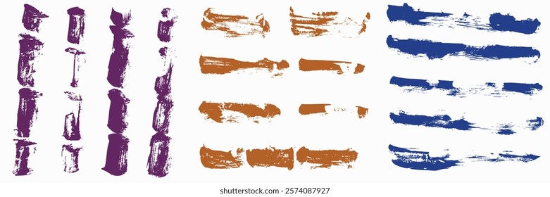 Dry vector brush strokes, hand drawn, free hand, isolated, vector.