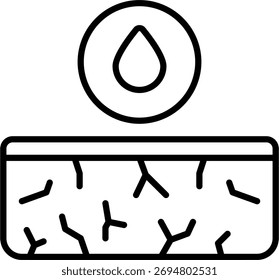 Diseño de Vector seco en estilo moderno, concepto de sequía y escasez de agua, ilustración de sostenibilidad ambiental. Icono de línea