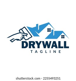 Dry Wall Logo Template. House Improvement Logo Design Template in White Isolated Background