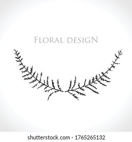 Dry wild blade of grass tattoo. Floral Design. Vector symmetry floral template for design. Black ink drawn sketch of a dry leaves for a tattoo.
