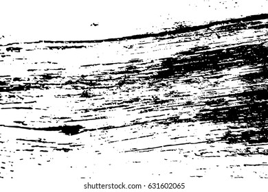 Dry wood monochrome vector texture. Obsolete texture of timber board. Distressed  overlay for vintage effect. Grit overlay with weathered lumber. Old wooden surface with cracks. Tree board