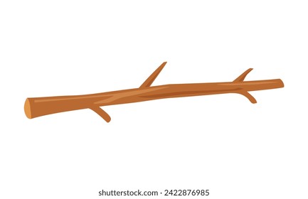 Dry wooden tree branch isolated on white backgound. Vector illustration