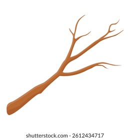 Dry wooden tree branch isolated on white backgound. Vector illustration