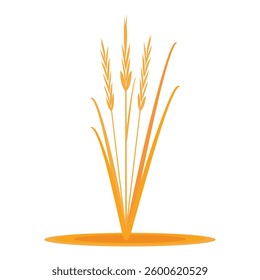 Dry yellow  grass with spike isolated on white, vector illustration