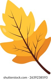 Dry yellow leaf illustration with autumn hues, ideal for fall decorations, nature vector collections, or botanical-themed creative design elements.

