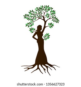 dryad vector illustration   a tree nymph or tree spirit in Greek mythology, with abstract and silhouette style.