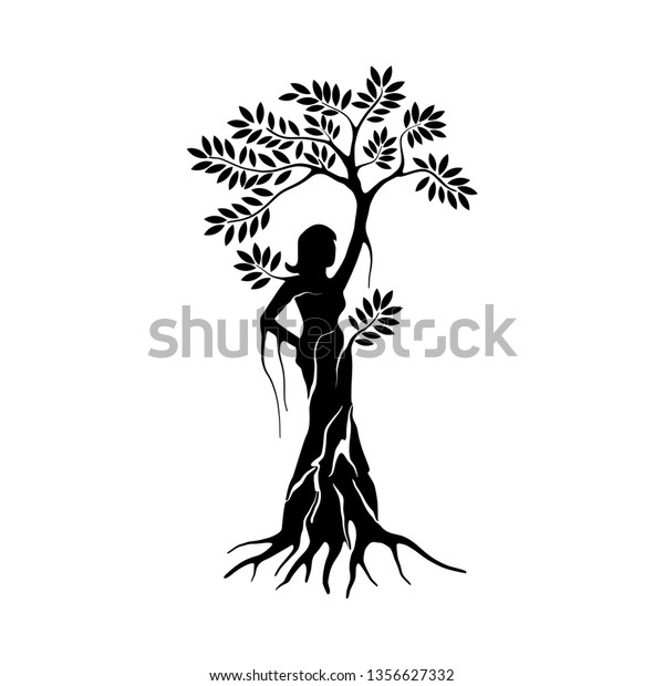 Dryad Vector Illustration Tree Nymph Tree Stock Vector Royalty Free 1356627332