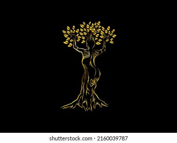 dryads tree icon in black background
