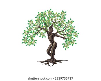 dryads tree logo illustration . vector image