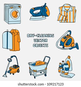 Dry-cleaning and laundry vector objects