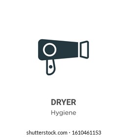 Dryer glyph icon vector on white background. Flat vector dryer icon symbol sign from modern hygiene collection for mobile concept and web apps design.