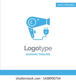 Dryer, Hair, Hairdryer, Plug Blue Business Logo Template