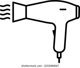 Dryer, hair, hairdryer vector icon on transparent background. Outline Dryer, hair, hairdryer vector icon