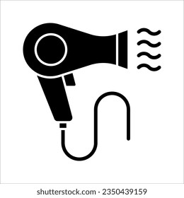 dryer hair icon, hairdryer with blow air, use appliance, vector illustration on white background