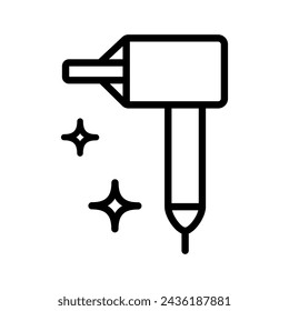 Dryer hair icon, hairdryer with blow air, use appliance, thin line web symbol. Vector illustration on white background.