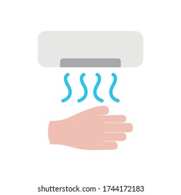 dryer and hand icon over white background, flat style, vector illustration
