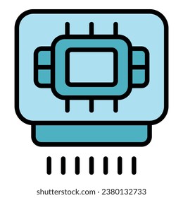 Vector de contorno de icono de secador. Máquina de mano. Color seco del aire