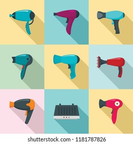 Dryer icon set. Flat set of dryer vector icons for web design