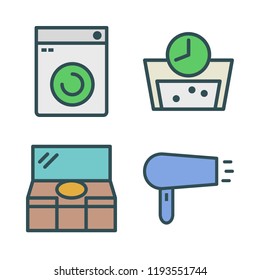 dryer icon set. vector set about dresser, washing machine and hairdryer icons set.