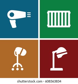 Dryer icons set. set of 4 dryer filled icons such as 