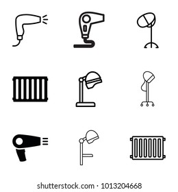 Dryer icons. set of 9 editable filled and outline dryer icons such as