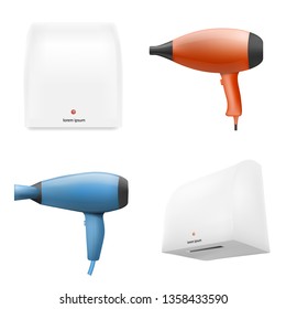 Dryer icons set. Realistic set of dryer vector icons for web design isolated on white background