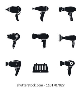 Dryer machine icon set. Simple set of dryer machine vector icons for web design on white background