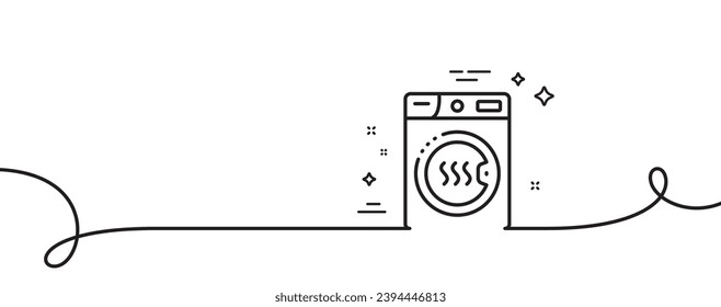 Dryer machine line icon. Continuous one line with curl. Laundry service sign. Dry clothing symbol. Dryer machine single outline ribbon. Loop curve pattern. Vector